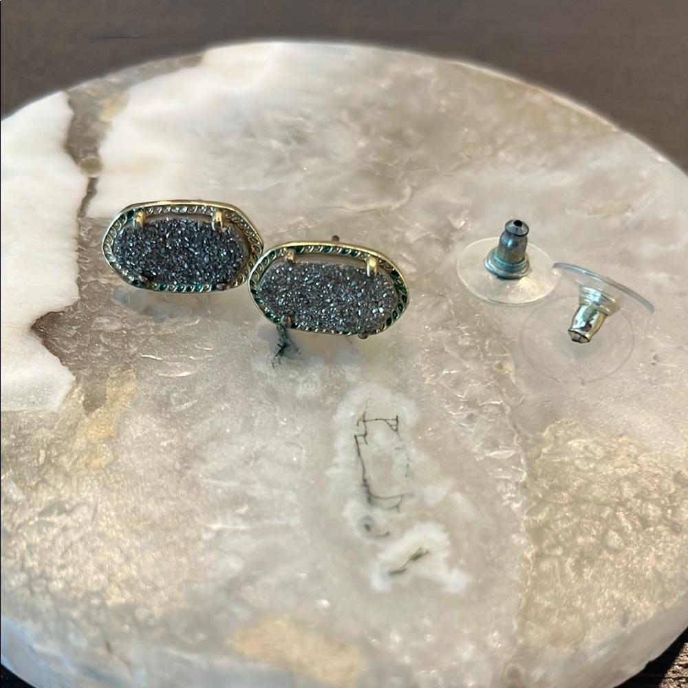 Kendra Scott Ellie Gold and Platinum Drusy Stud Earrings